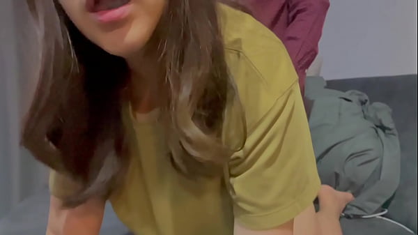 Fucking a girl with braces, so cute, she moans loudly.